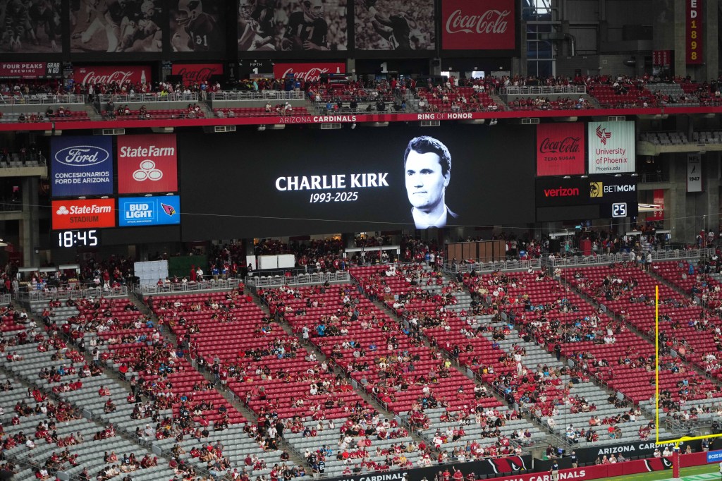 Kirk was recognized in a moment of silence before the Cardinals game at State Farm Stadium on Sept. 14, 2025.