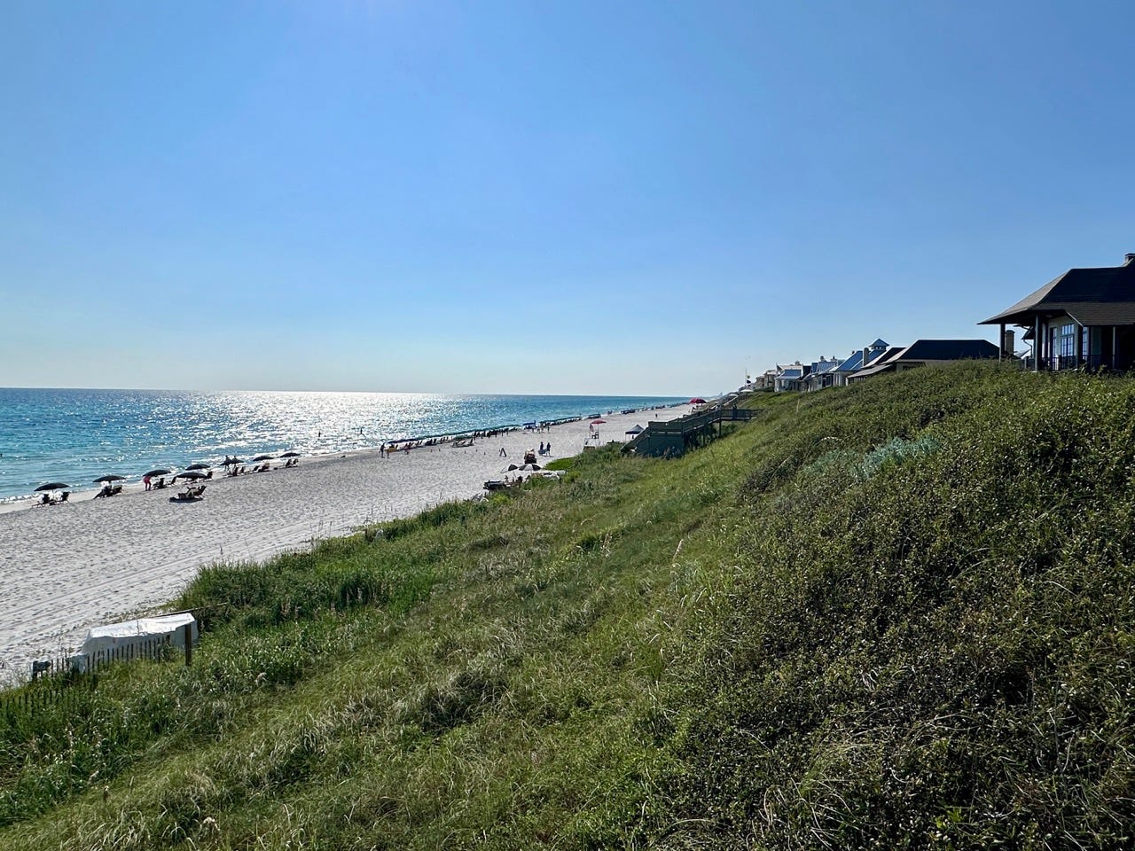 View of grass, sand, sea at Rosemary Beach