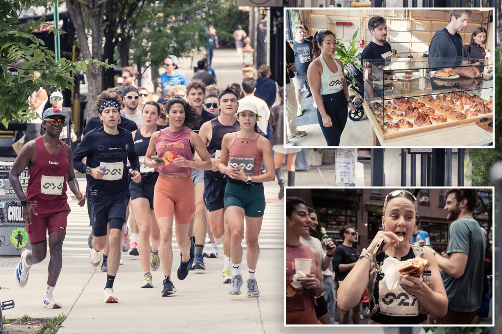 Sweet-toothed sprinters fill NYC streets to run ‘Bakery Run’ half marathon while noshing on pastries