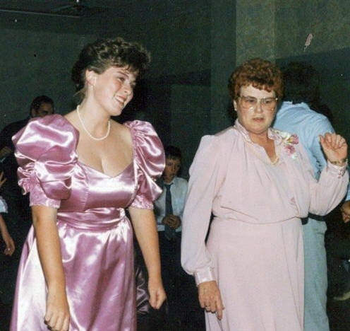 Old photo grandma and grandaughter