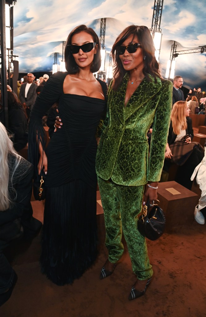 Maya Jama and Naomi Campbell attend the Burberry Summer 2026 show during London Fashion Week