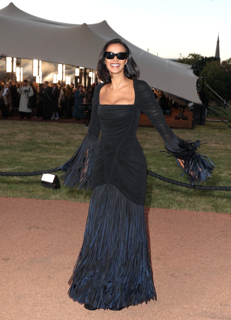 Maya Jama attends the Burberry Summer 2026 show during London Fashion Week