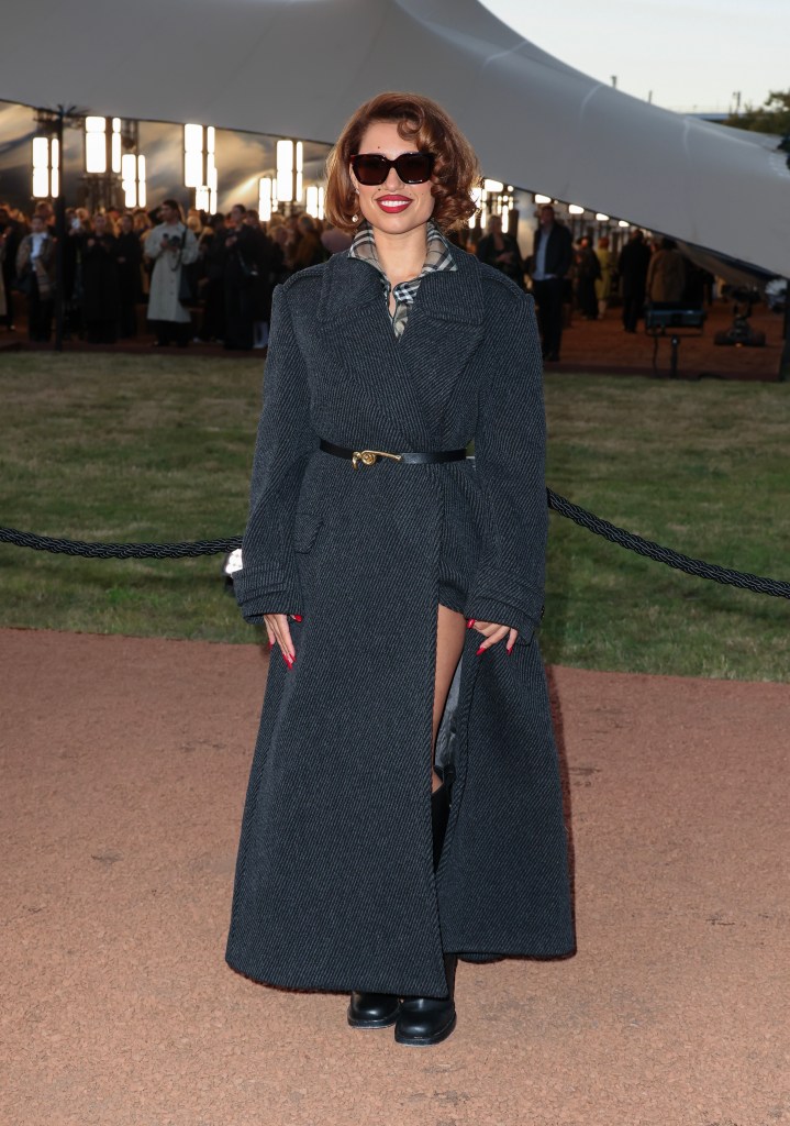 Raye attends the Burberry Summer 2026 show during London Fashion Week