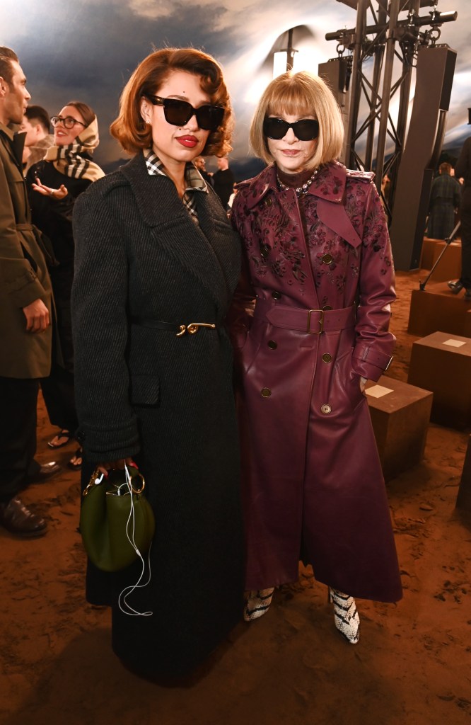 Raye and Dame Anna Wintour attend the Burberry Summer 2026 show during London Fashion Week