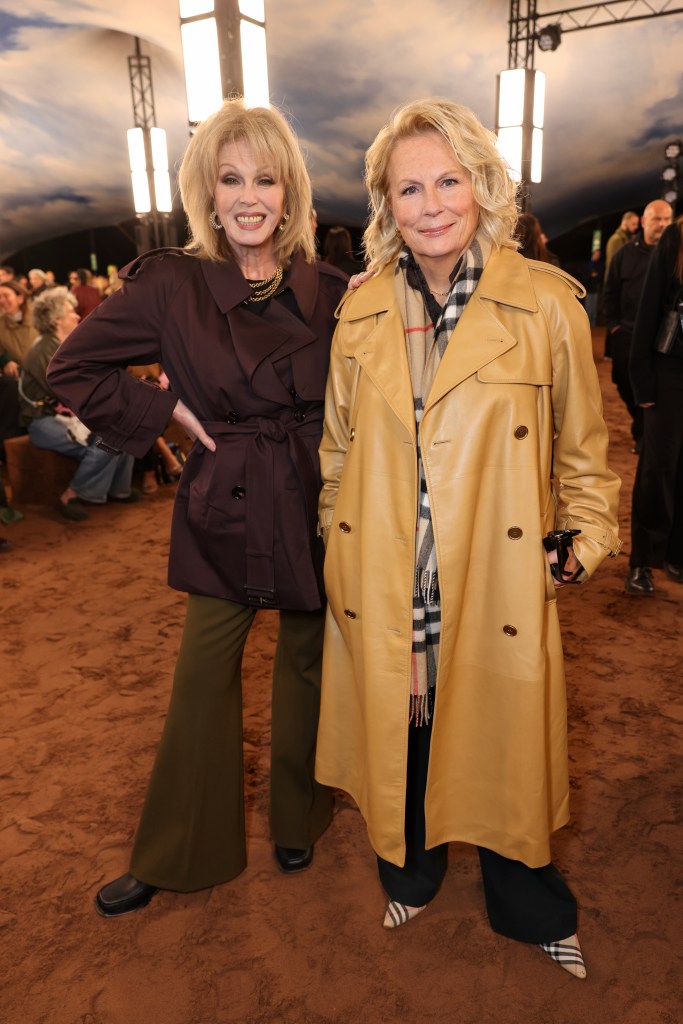 Joanna Lumley and Jennifer Saunders attend the Burberry Summer 2026 show during London Fashion Week