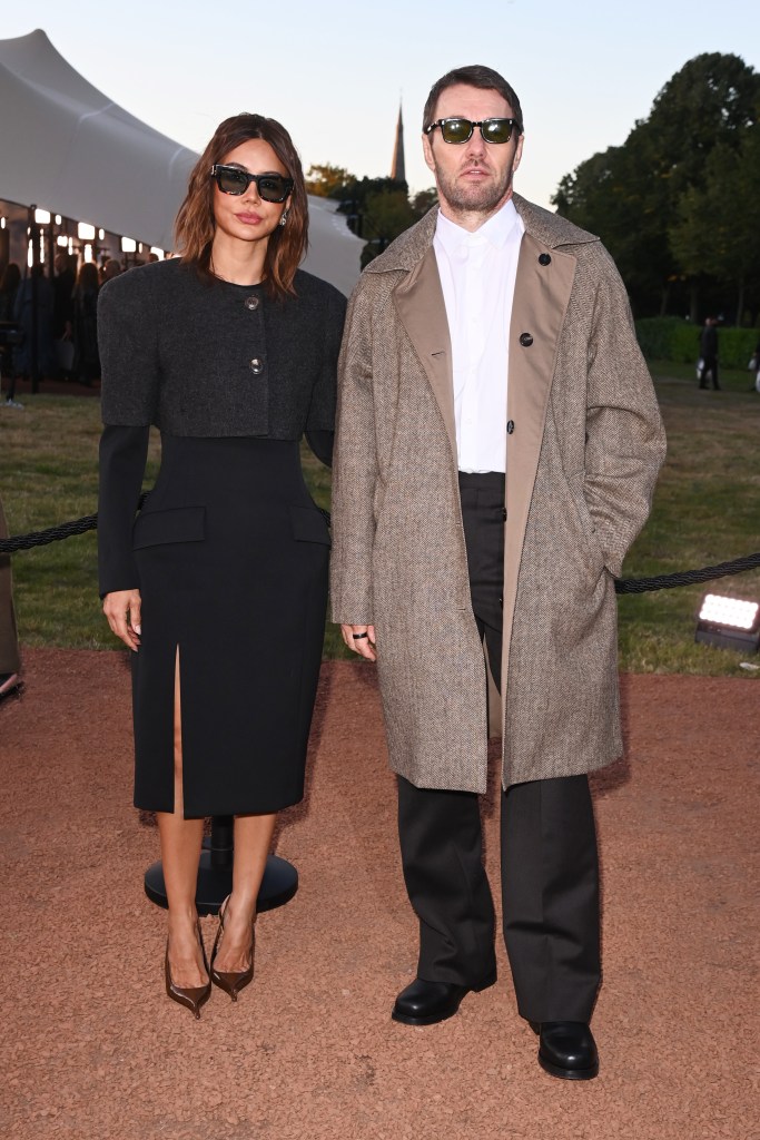 Christine Centenera and Joel Edgerton attend the Burberry Summer 2026 show during London Fashion Week