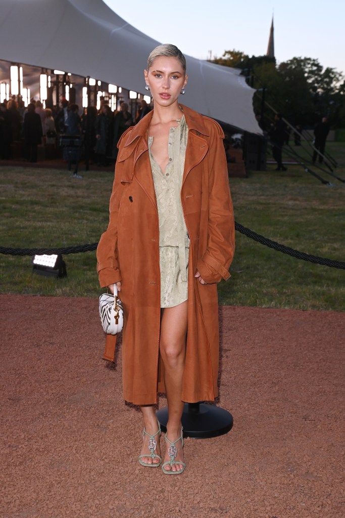 Iris Law attends the Burberry Summer 2026 show during London Fashion Week