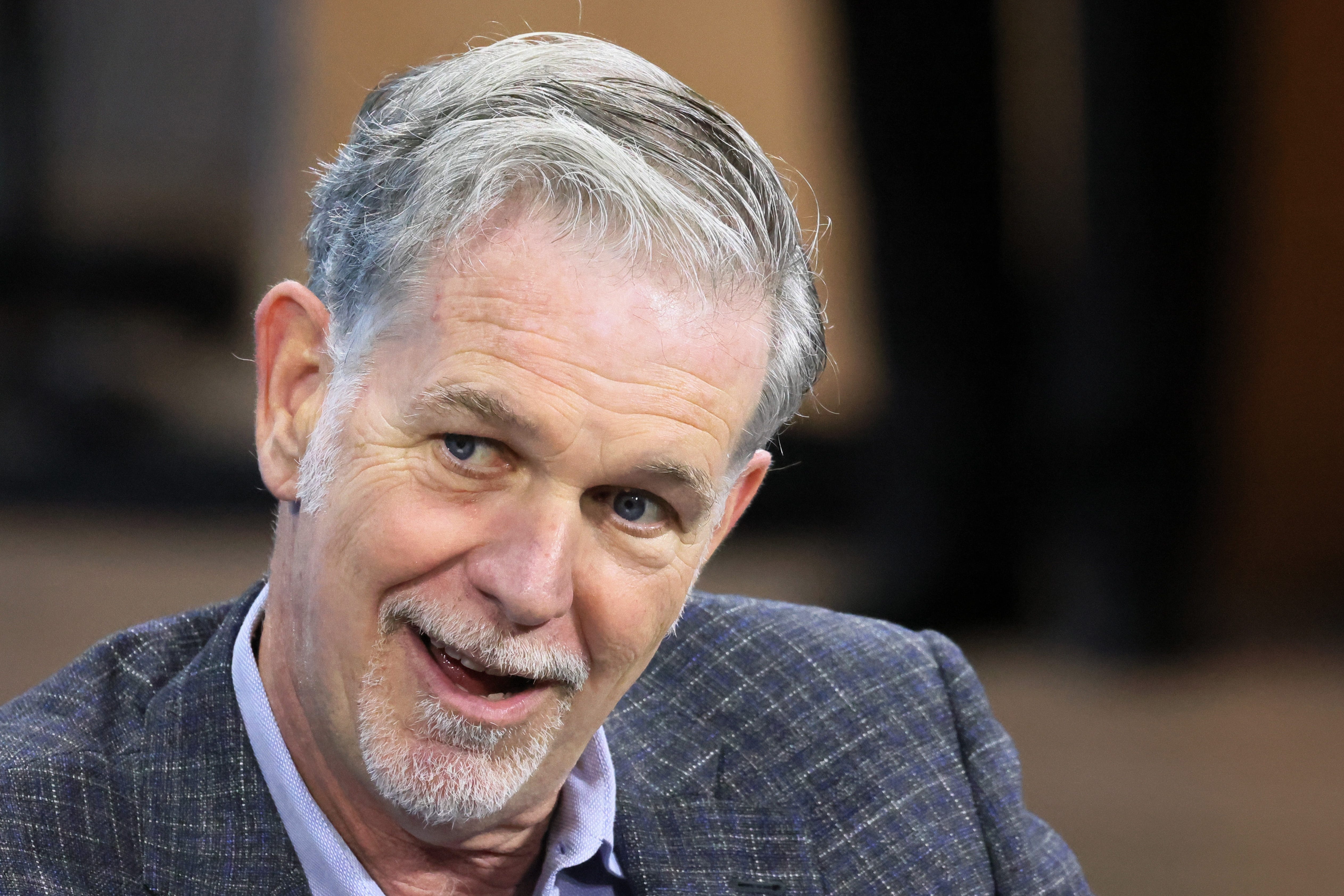Netflix cofounder and chairman Reed Hastings speaking at The New York Times DealBook Summit in New York in 2022.