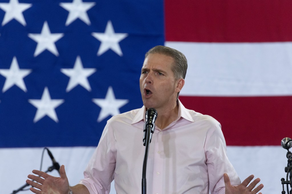 Conservative commentator Scott Jennings speaks at the Ashley's BBQ Bash fundraiser hosted by U.S. Rep. Ashley Hinson on August 23, 2025 in Cedar Rapids, Iowa.