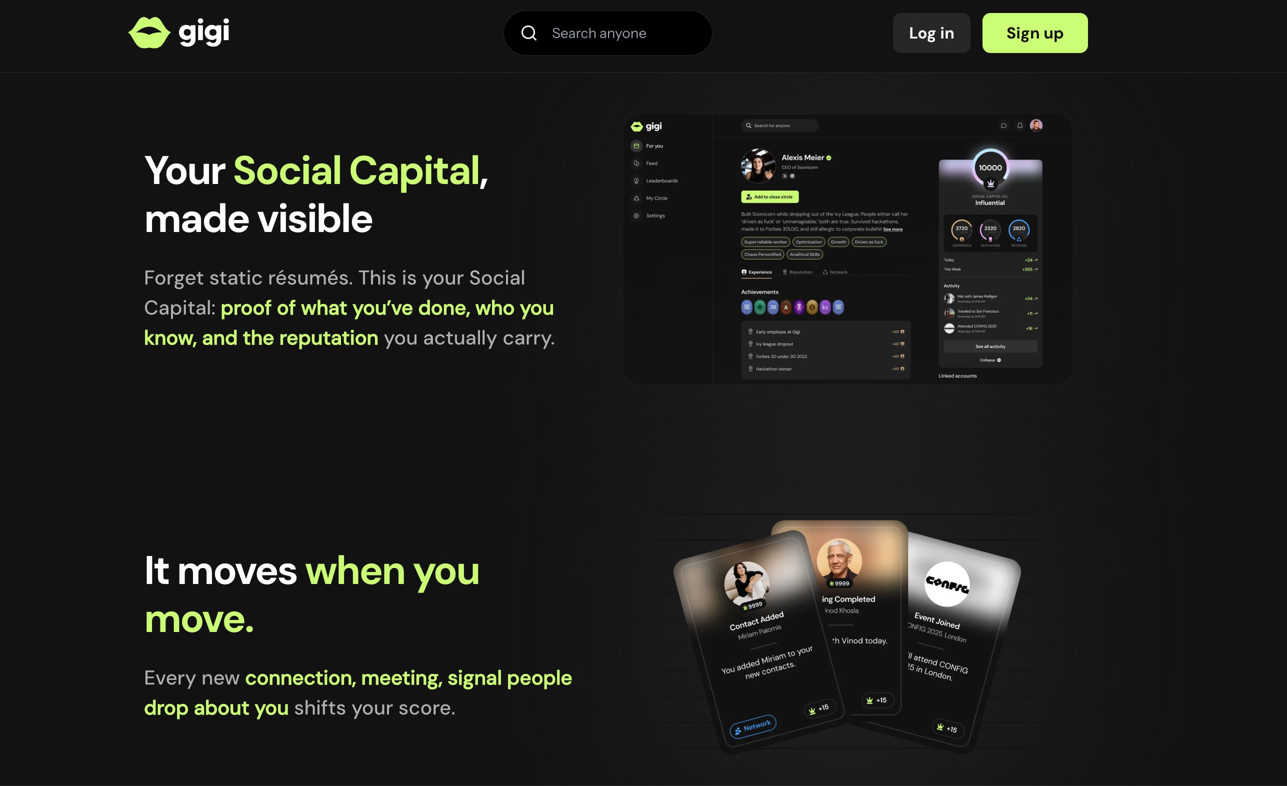 Screenshot of Gigi website