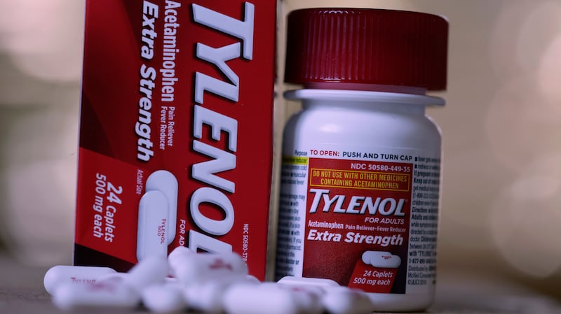 SAN ANSELMO, CALIFORNIA - SEPTEMBER 22: In this photo illustration, a bottle of Tylenol caplets is displayed on September 22, 2025 in San Anselmo, California. The Trump administration will reportedly link use of the painkiller acetaminophen during pregnancy to autism during a White House press conference today.