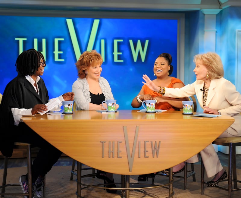 The co-hosts Whoopi Goldberg, Joy Behar, Sherri Shepherd and Barbara Walters  on "THE VIEW," Thursday, April 15, 2010