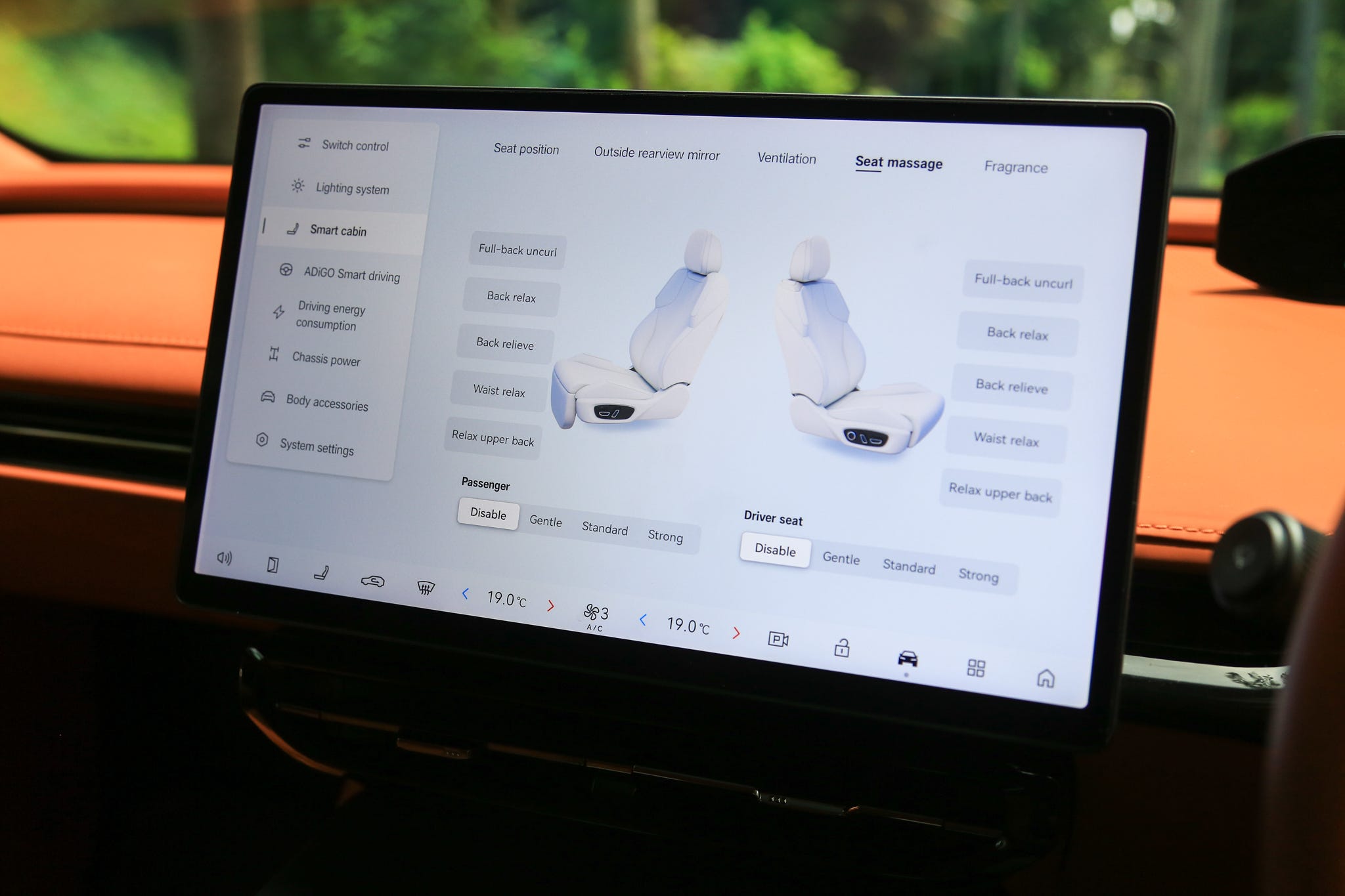 The Hyptec HT's ventilated seats and 10-point massage system are controlled on a 14.6-inch screen.