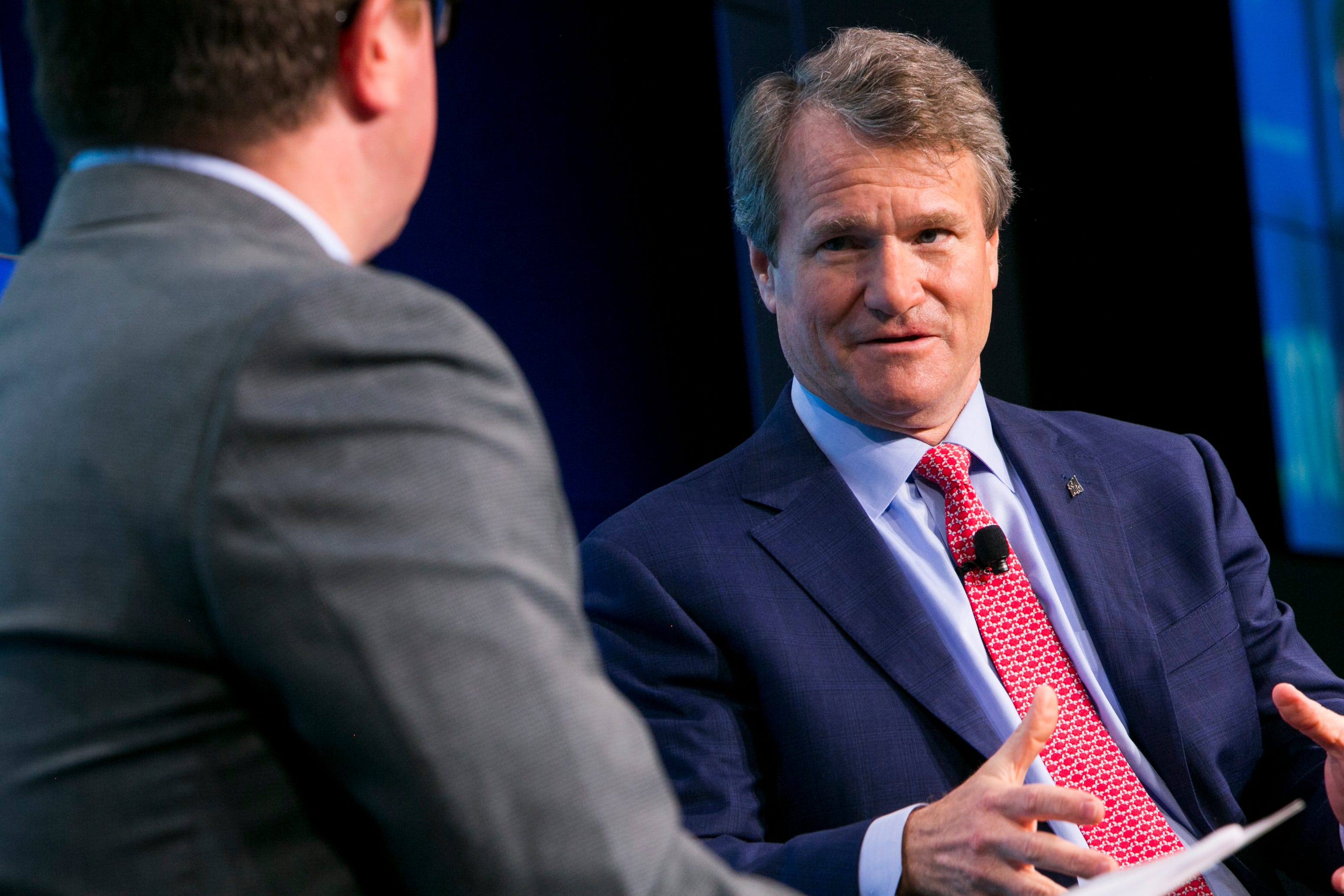 Brian Moynihan, Chief Executive Officer of Bank of America, being interviewed at a Washington Post event.