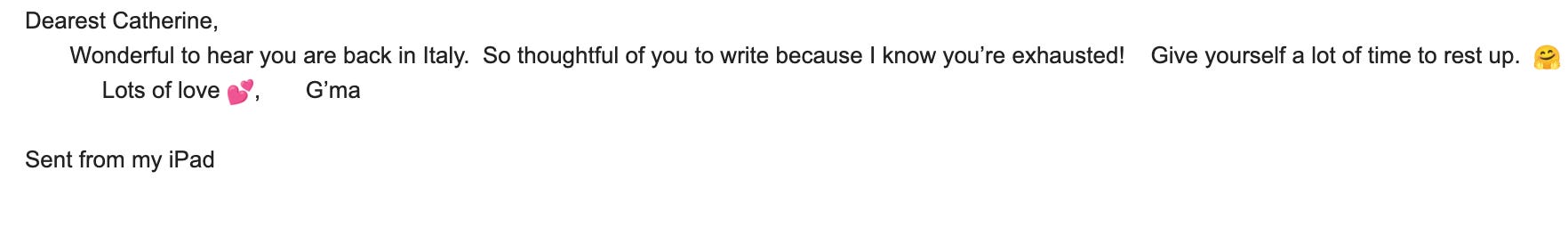 An email received from the writer's grandma.
