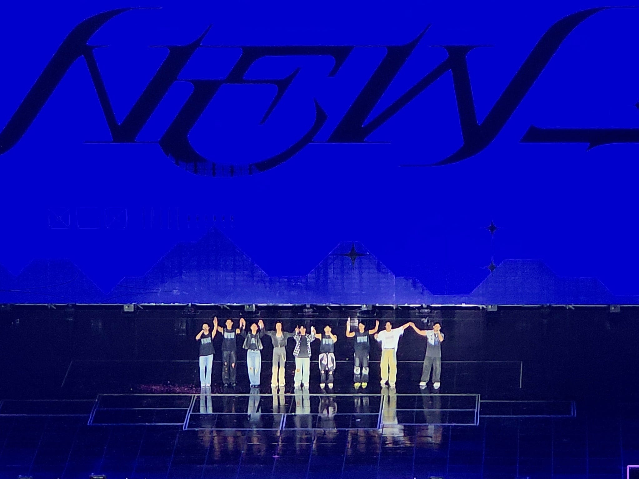 The band Seventeen rallies for curtain call on the second day of their New tour.