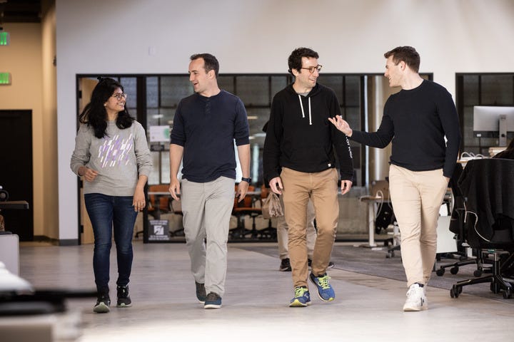 Snorkel AI's founders Paroma Varma, Branden Hancock, Alexander Ratner, and Henry Ehrenberg (from left to right.)