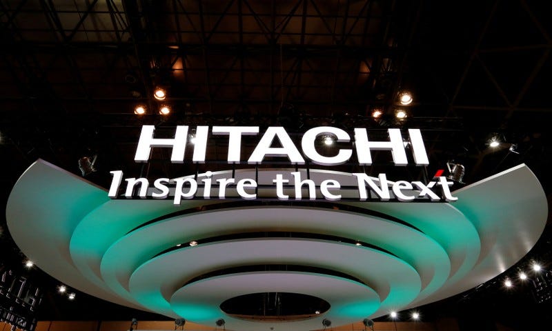 FILE PHOTO: A logo of Hitachi Ltd. is pictured at CEATEC (Combined Exhibition of Advanced Technologies) JAPAN 2016 at the Makuhari Messe in Chiba, Japan, October 3, 2016.   REUTERS/Toru Hanai/File Photo