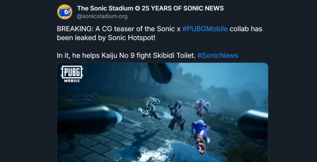 Sonic PUBG Leaked Trailer Skibidi Toilet