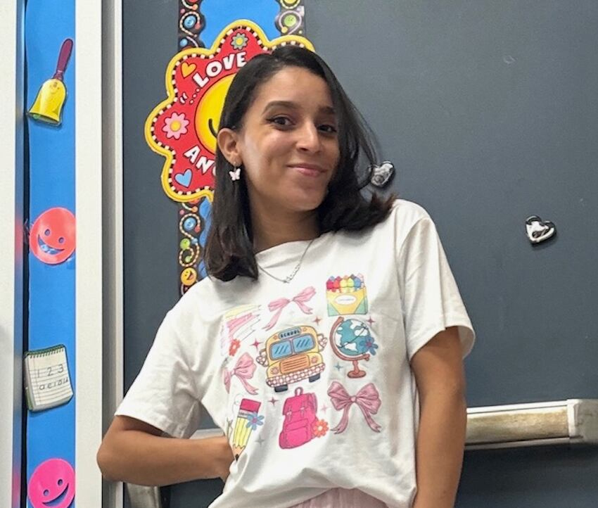 Jadira Bonilla, a New Jersey teacher, smiles at the camera.