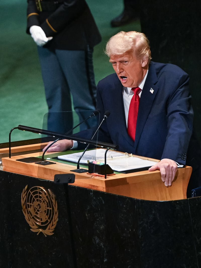 US President Donald Trump addresses the 80th session of the United Nations General Assembly