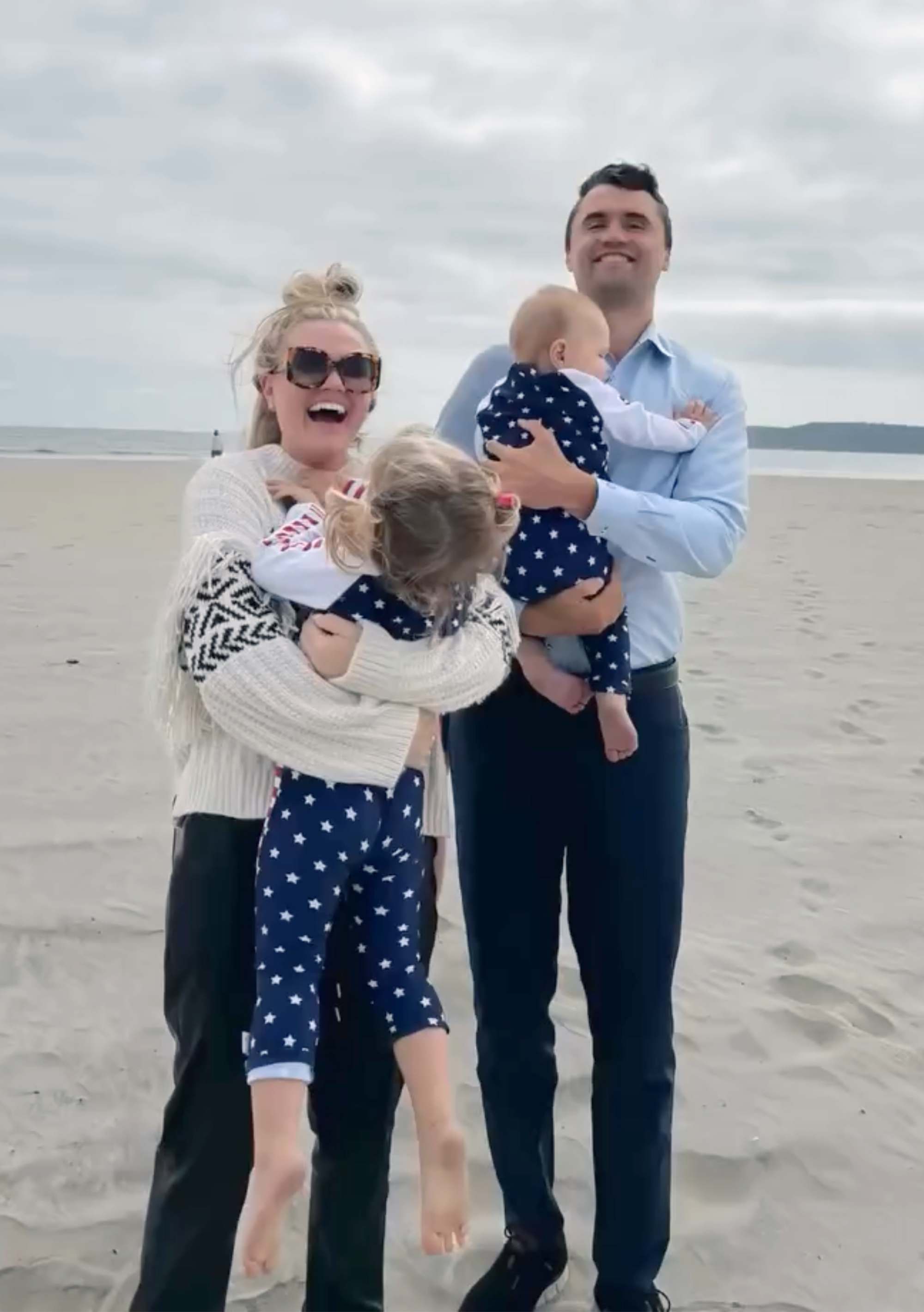 Erika and Charlie Kirk and their two kids