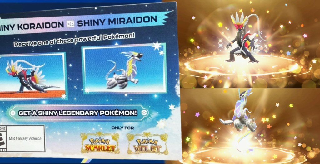 Pokémon Scarlet and Violet Shiny Koraidon and Miraidon Distribution Code