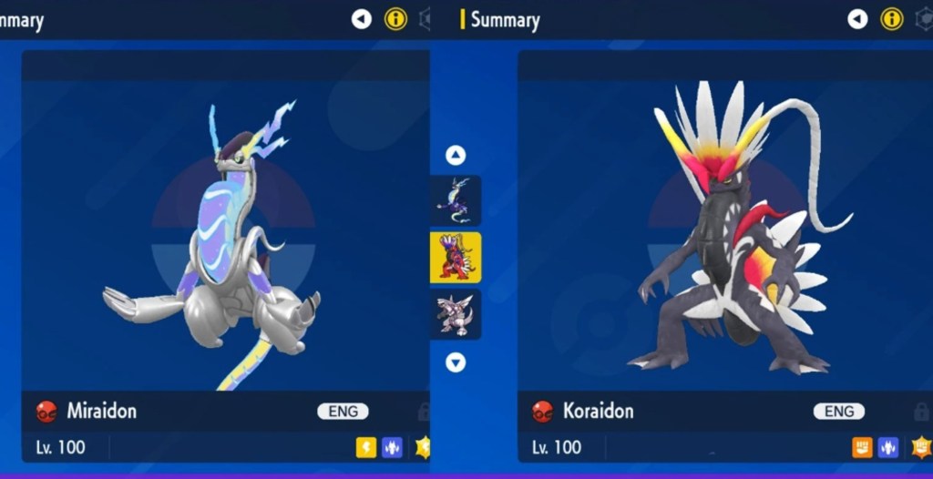 Shiny Koraidon and Shiny Miraidon Pokédex