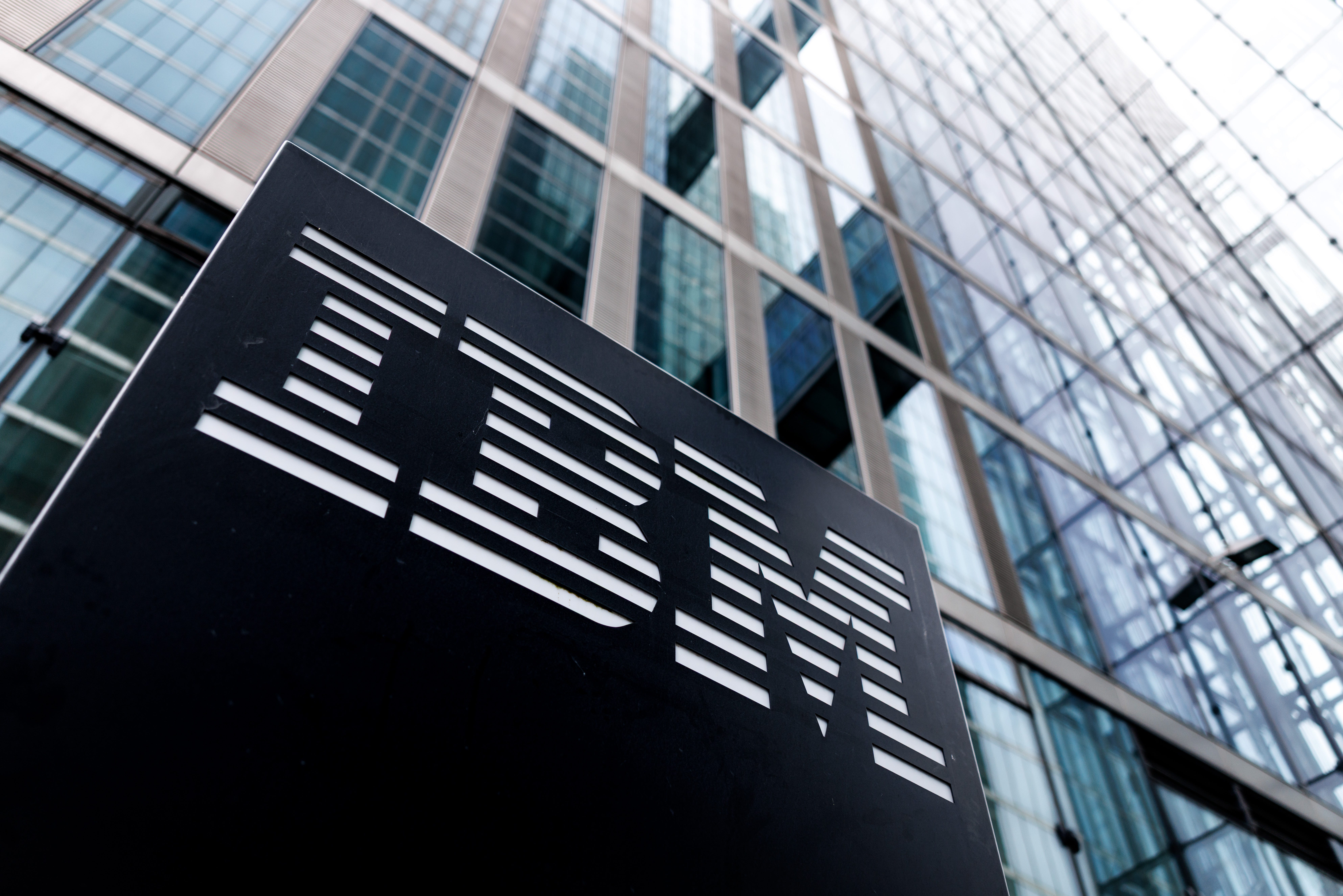 IBM company logo on a building.