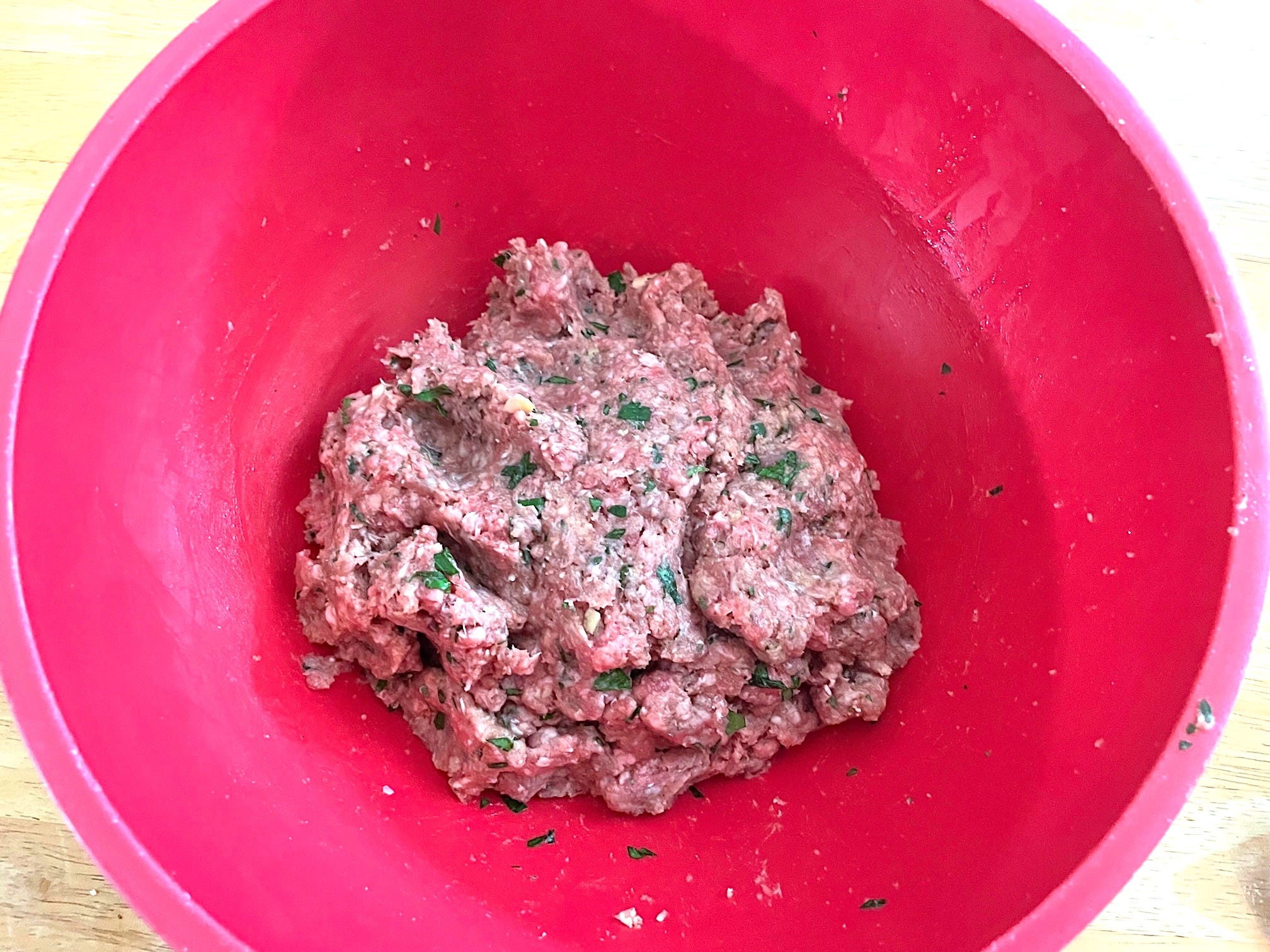 Making Anneta's dad's Greek meatballs