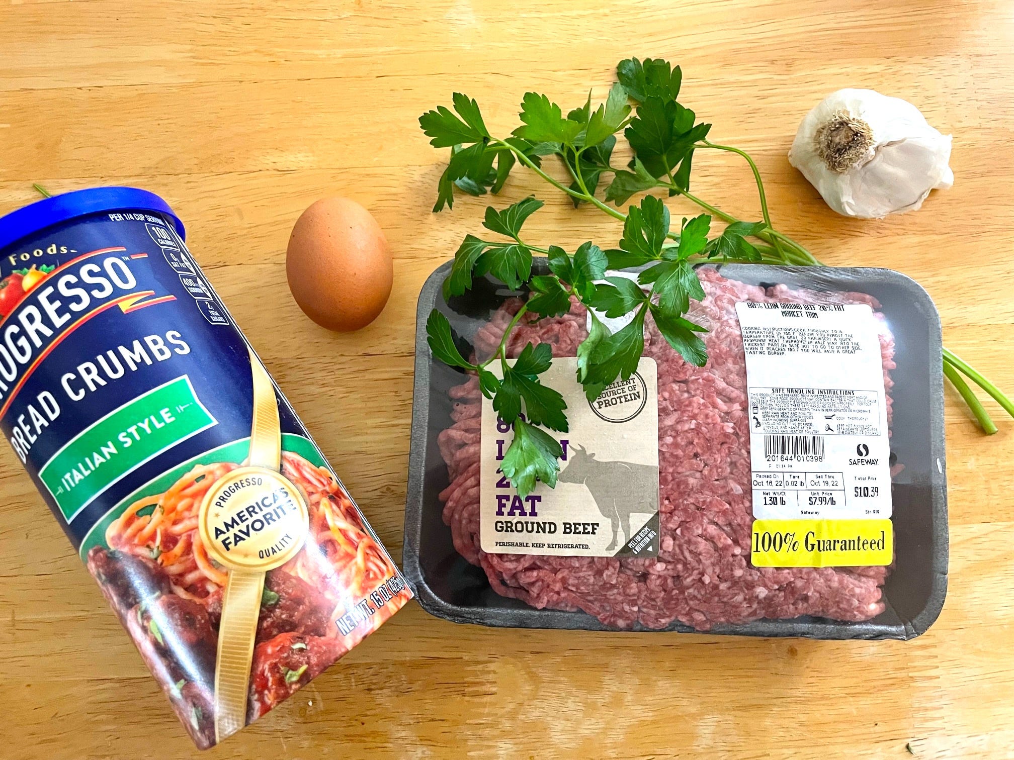 Ingredients for Anneta's dad's Greek meatballs