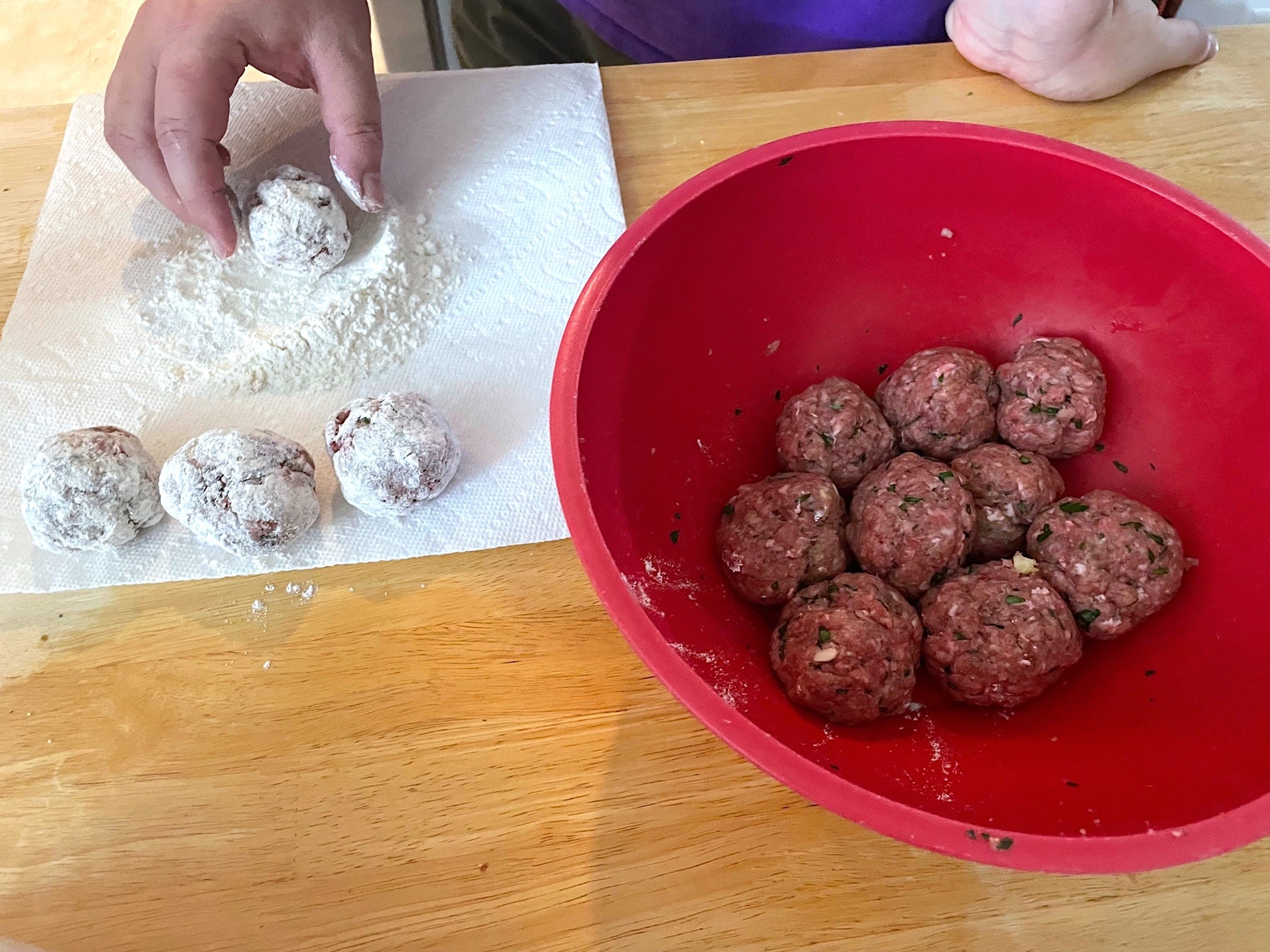 Making Anneta's dad's Greek meatballs