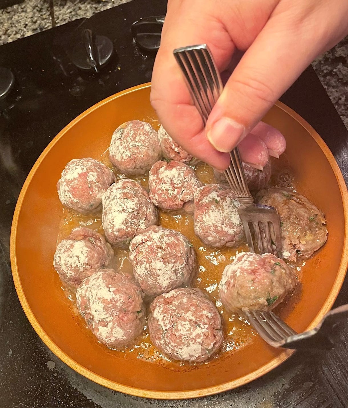 Cooking Anneta's dad's Greek meatballs