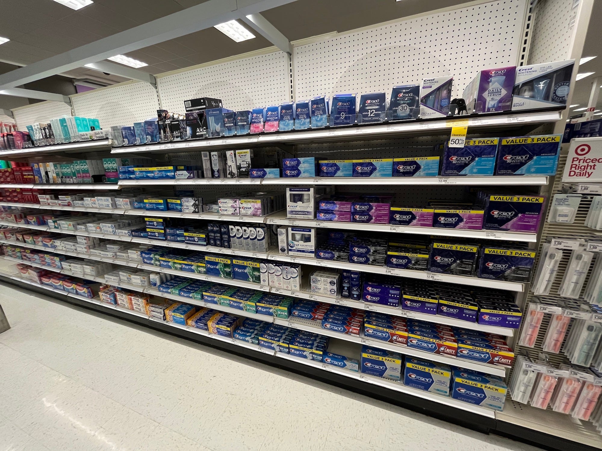 Toothpaste at Target in Wisconsin.
