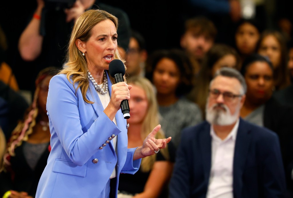 Mikie Sherrill responding to questions during a gubernatorial debate.