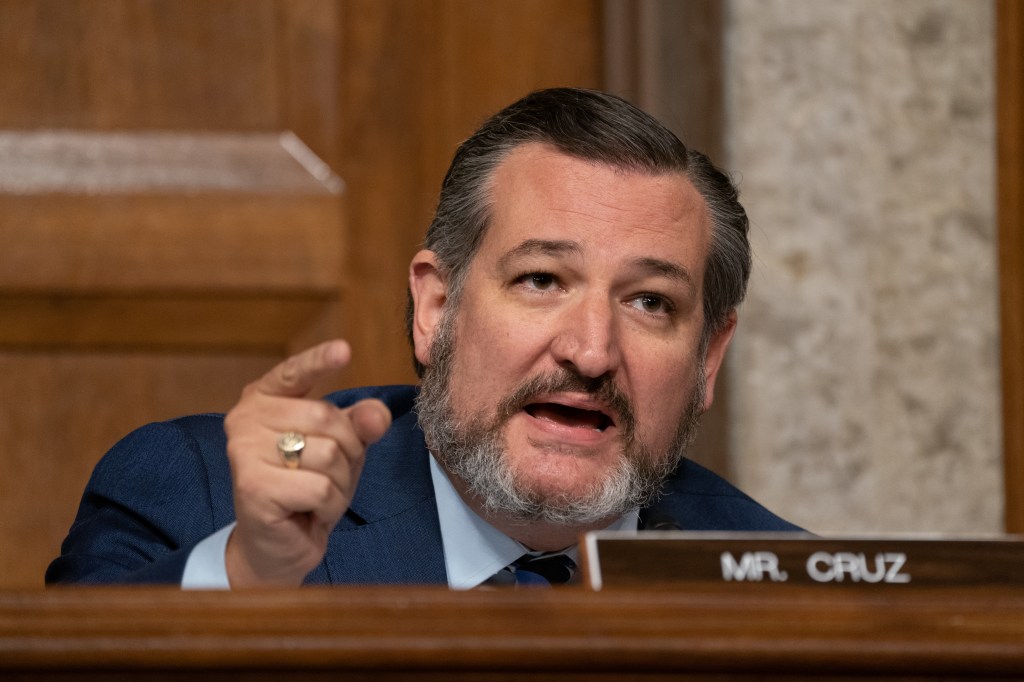 Senator Ted Cruz speaking at a hearing.