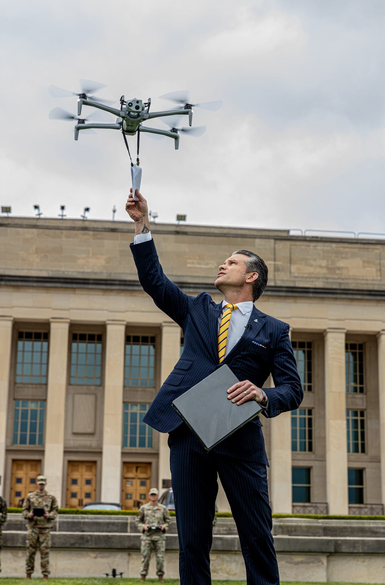 Defense Secretary Pete Hegseth hosted a drone demonstration at the Pentagon on July 10, 2025.