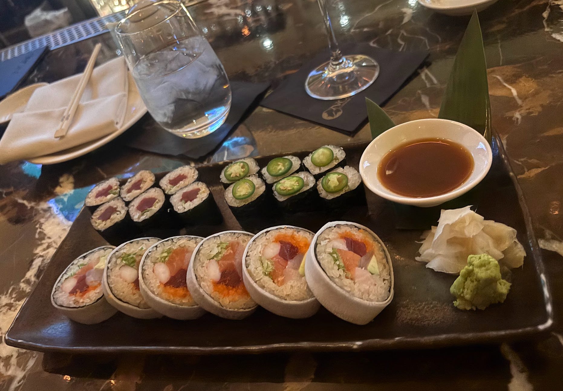A plate of sushi in Las Vegas.