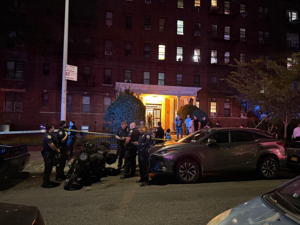 Police investigate an attempted rape scene at 438 Ocean Parkway in Brooklyn, New York.