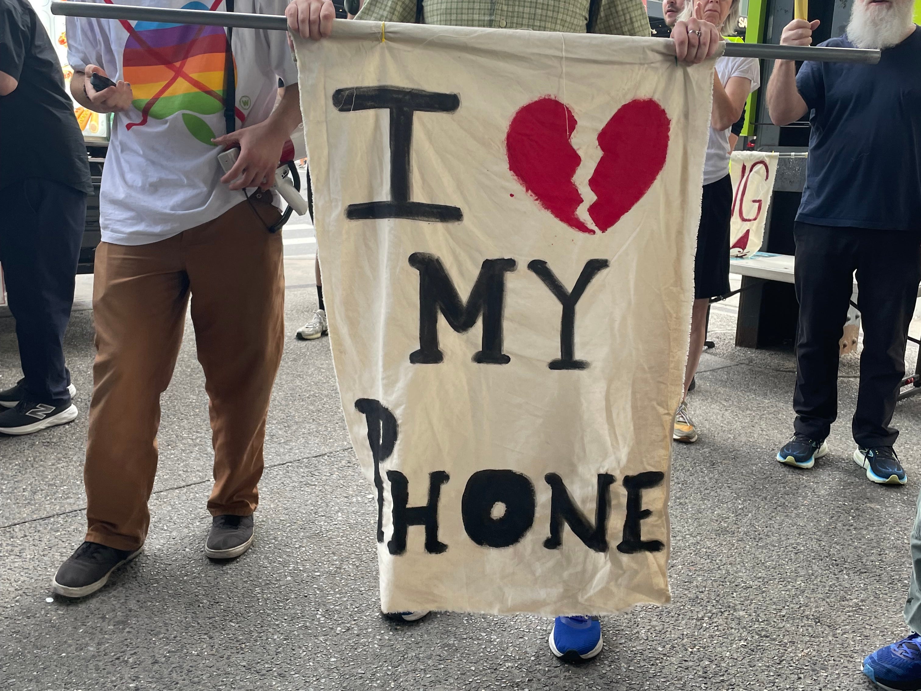 The SHITPHONE rally in New York City on September 27, 2025.