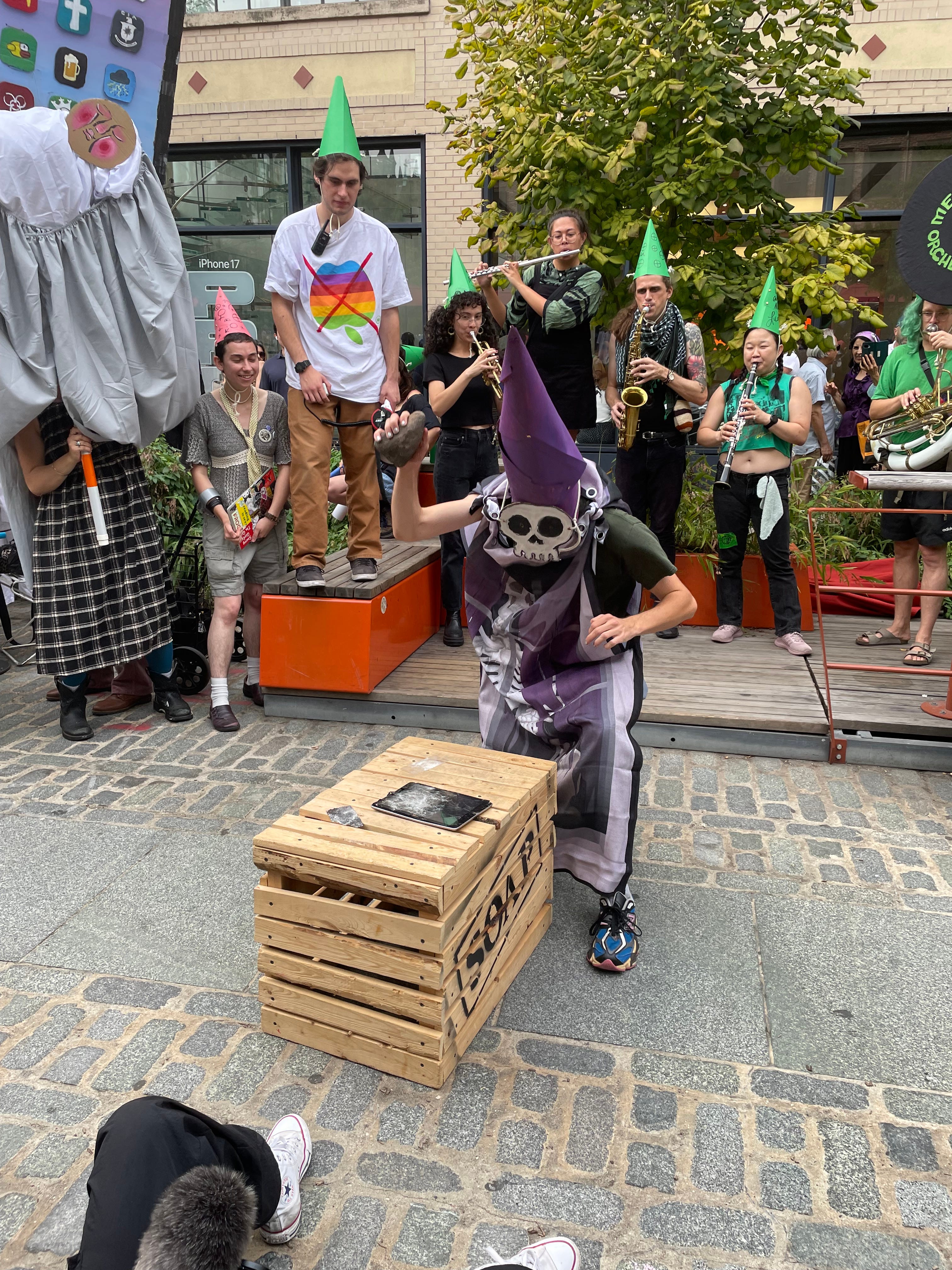 The SHITPHONE rally in New York City on September 27, 2025.