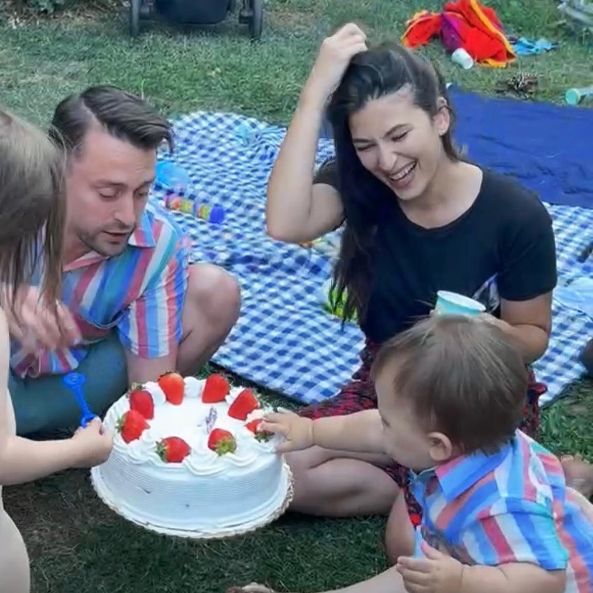 Kieran Culkin, wife Jazz Charton with their two children.