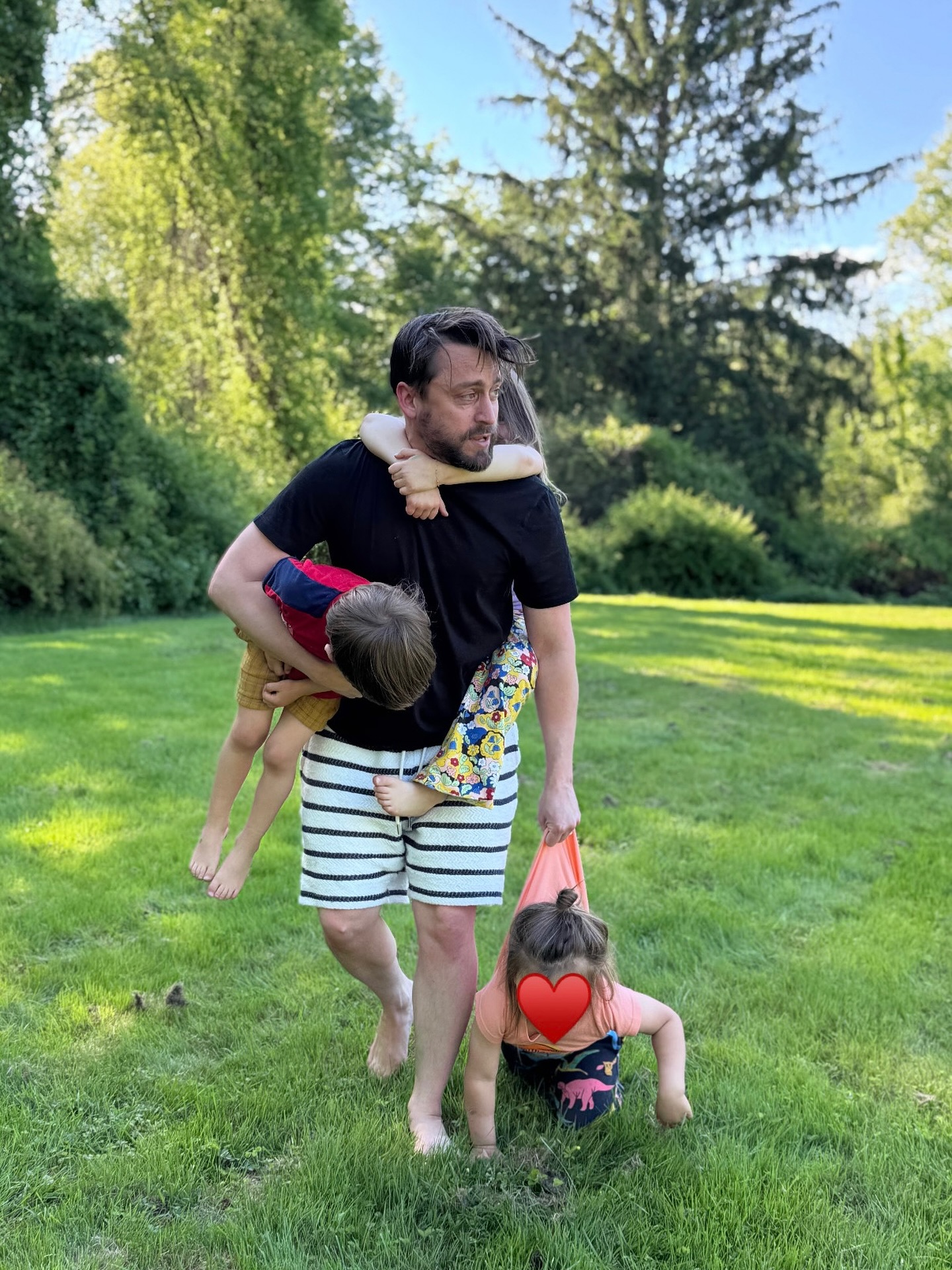 Kieran Culkin with his children posted on Instagram.