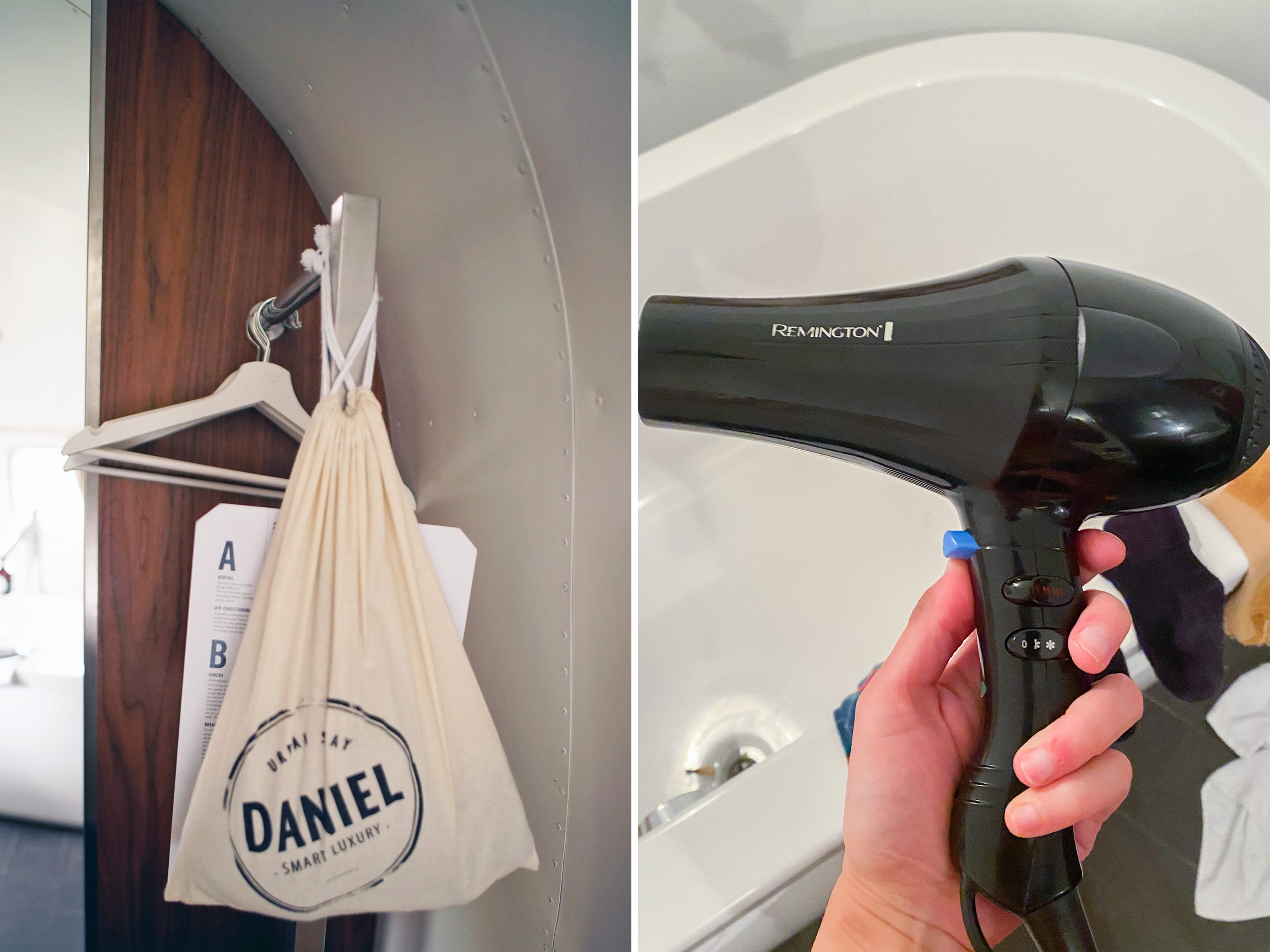 A composite image of a hairdryer in the trailer.