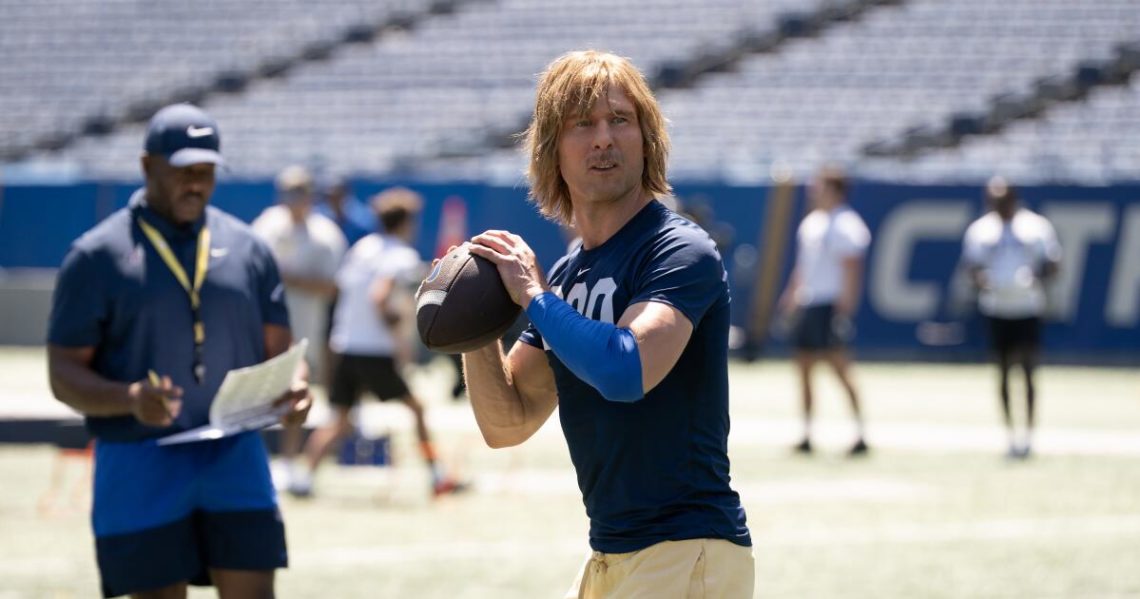 In ‘Chad Powers,’ Glen Powell puts on a silly face and suspends all seriousness