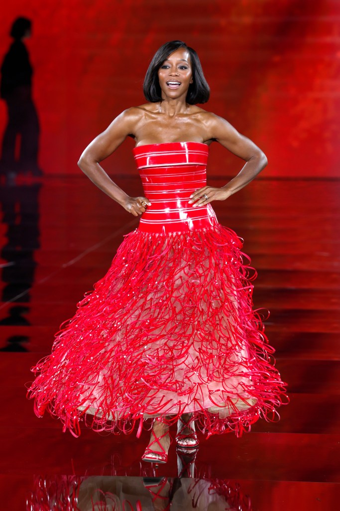 Aja Naomi King at the L'Oréal show as part of Paris Fashion Week