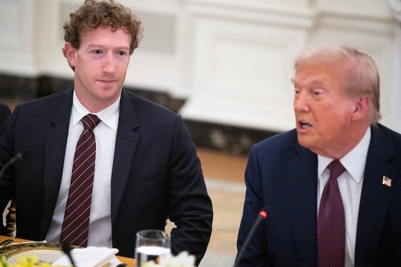 US President Donald Trump speaks alongside Meta CEO Mark Zuckerberg