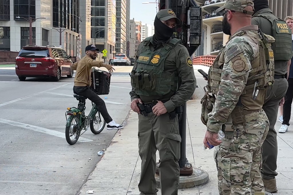 a cyclist provoked U.S. Customs and Border Protection officers by shouting “I’m not a U.S. citizen!” before fleeing, as the dramatic encounter was caught on video.