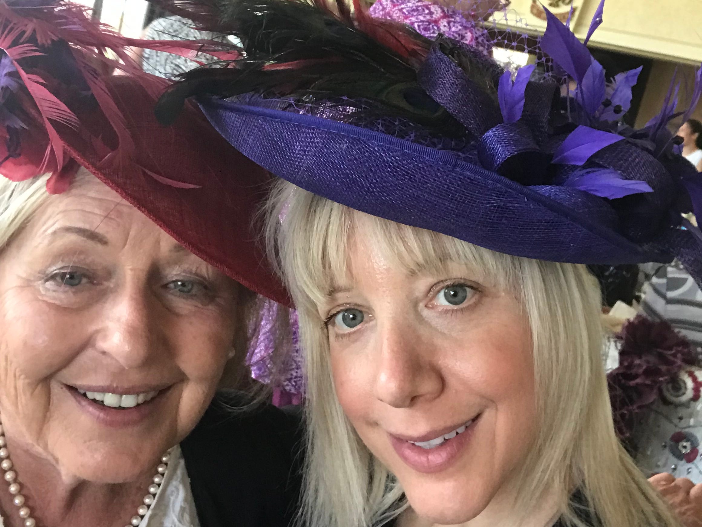 Author Sarah DiMuro with mother in law wearing hats