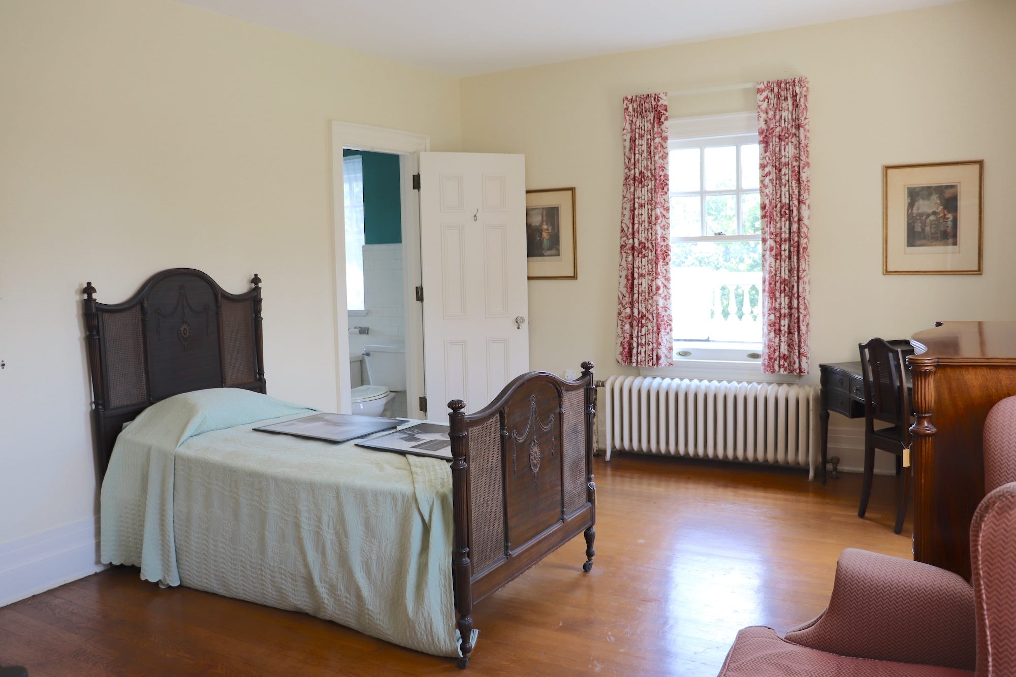 A guest bedroom at Hawthorn Hill known as the Blue Room.